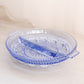 Vintage Blue Windsor Cane Pattern Divided Handled Dish