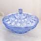 Vintage Blue Windsor Cane Pattern Lidded Dish