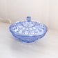 Vintage Blue Windsor Cane Pattern Lidded Dish