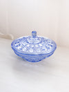 Vintage Blue Windsor Cane Pattern Lidded Dish