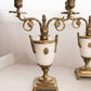 Vintage Brass and Marble Stone Two Arm Ornate Candelabra
