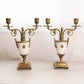 Vintage Brass and Marble Stone Two Arm Ornate Candelabra