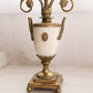 Vintage Brass and Marble Stone Two Arm Ornate Candelabra
