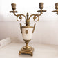 Vintage Brass and Marble Stone Two Arm Ornate Candelabra