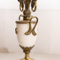 Vintage Brass and Marble Stone Two Arm Ornate Candelabra