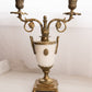 Vintage Brass and Marble Stone Two Arm Ornate Candelabra