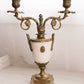 Vintage Brass and Marble Stone Two Arm Ornate Candelabra