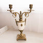 Vintage Brass and Marble Stone Two Arm Ornate Candelabra