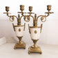 Vintage Brass and Marble Stone Two Arm Ornate Candelabra