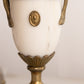 Vintage Brass and Marble Stone Two Arm Ornate Candelabra