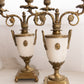 Vintage Brass and Marble Stone Two Arm Ornate Candelabra