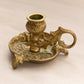 Vintage Brass Chamberstick Candleholder with Fancy Designs