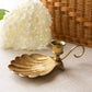 Vintage Brass Chamberstick Candleholder with Shell Dish