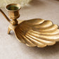 Vintage Brass Chamberstick Candleholder with Shell Dish