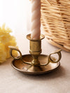Vintage Brass Double Handled Chamberstick Candleholder