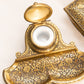 Vintage Brass Jennings Brothers Inkwell with Insert and Blotter