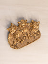 Vintage Brass or Bronze 3 Cat Trinket Dish