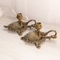Vintage Brass Rose Chamberstick Candleholders (Set of 2)