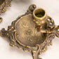 Vintage Brass Rose Chamberstick Candleholders (Set of 2)
