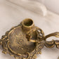 Vintage Brass Rose Chamberstick Candleholders (Set of 2)