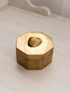Small Octagonal Brass Hinged Lidded Box with Shell Details