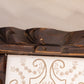 Vintage Brown Carved Wood & Tile Handled Tray