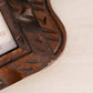 Vintage Brown Carved Wood & Tile Handled Tray