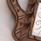 Vintage Brown Carved Wood & Tile Handled Tray