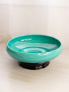 Vintage Cambridge Jade Green Glass Bowl with Black Stand