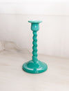 Vintage Cambridge Jade Green Glass Candlestick with Spiral Design