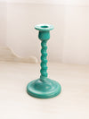 Vintage Cambridge Jade Green Glass Candlestick with Spiral Design (Production Errors)