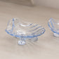 Vintage Cambridge Small Blue Glass Shell Salt Cellars (Set of 2)