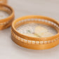Vintage Circular Bamboo Pressed Butterfly Tray with 6 Coasters