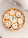 Vintage Circular Bamboo Pressed Butterfly Tray with 6 Coasters