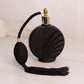 Vintage Circular Black Glass Perfume Bottle Atomizer