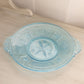 Vintage Circular Blue Glass Tray with 2 Handles and Floral Designs