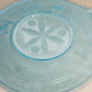 Vintage Circular Blue Glass Tray with 2 Handles and Floral Designs
