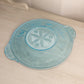 Vintage Circular Blue Glass Tray with 2 Handles and Floral Designs