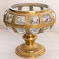 Vintage Circular Brass and Clear Bubble Glass Compote (No Lid)