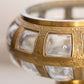 Vintage Circular Brass and Clear Bubble Glass Compote (No Lid)