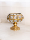 Vintage Circular Brass and Clear Bubble Glass Compote (No Lid)