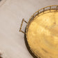 Vintage Circular Brass Faux Bamboo Tray with 2 Handles