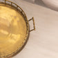 Vintage Circular Brass Faux Bamboo Tray with 2 Handles