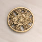 Vintage Round Gold Tone Brass Trivet with Floral Design