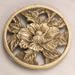 Vintage Round Gold Tone Brass Trivet with Floral Design
