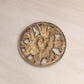 Vintage Round Gold Tone Brass Trivet with Floral Design