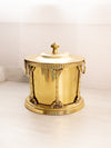 Vintage Circular Brass Hinged Lidded Caddy with Removable Insert