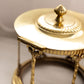 Vintage Circular Brass Hinged Lidded Caddy with Removable Insert
