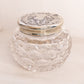 Vintage Circular Clear Glass Jar with Silver Tone Metal Lid