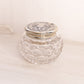Vintage Circular Clear Glass Jar with Silver Tone Metal Lid
